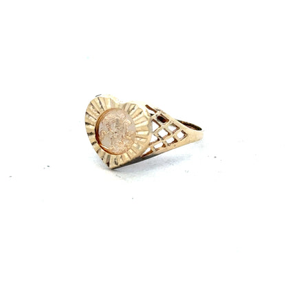 9ct yellow gold ring size N1/2 with a simple band design, unbranded, shown on a white background.