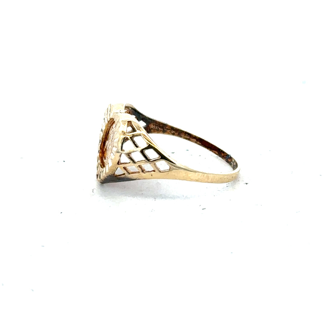 9ct yellow gold ring in size N1/2 with a simple band design, unbranded, shown on a plain white background.