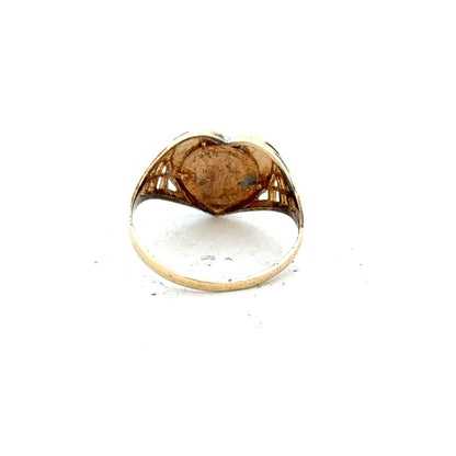 9ct yellow gold ring size N1/2 with a smooth band, unbranded, showcasing a polished gold finish.