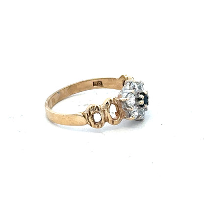 9ct yellow gold ring in size O, unbranded, with a smooth polished band, displayed on a plain background.