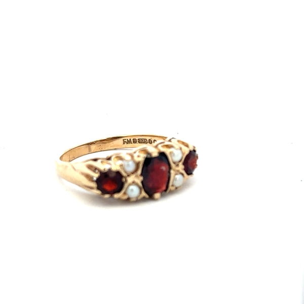 9ct yellow gold ring in size O with a smooth band, unbranded, shown from a front view on a plain background.