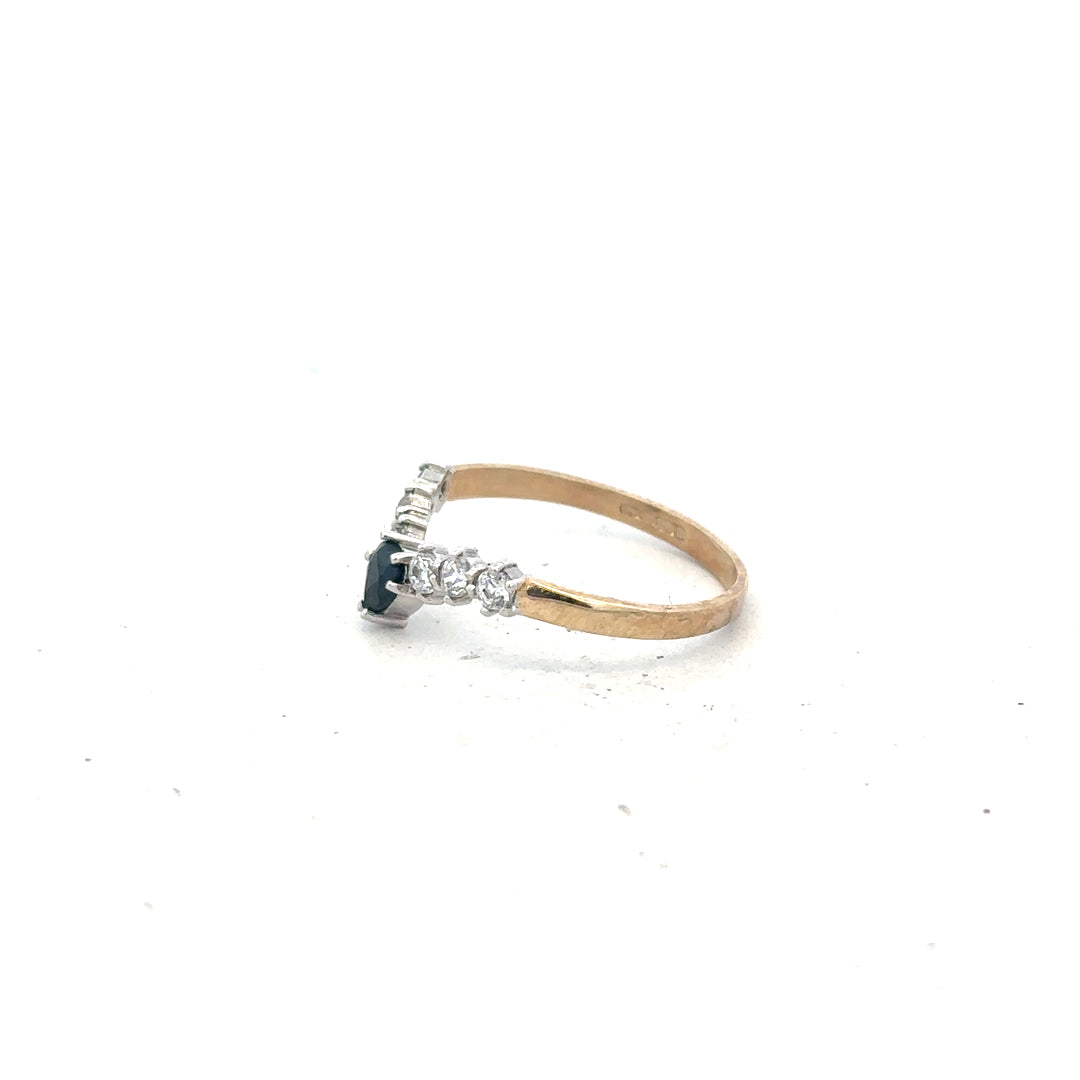 9ct yellow gold ring in size O with a smooth band, unbranded, showcasing a polished finish.