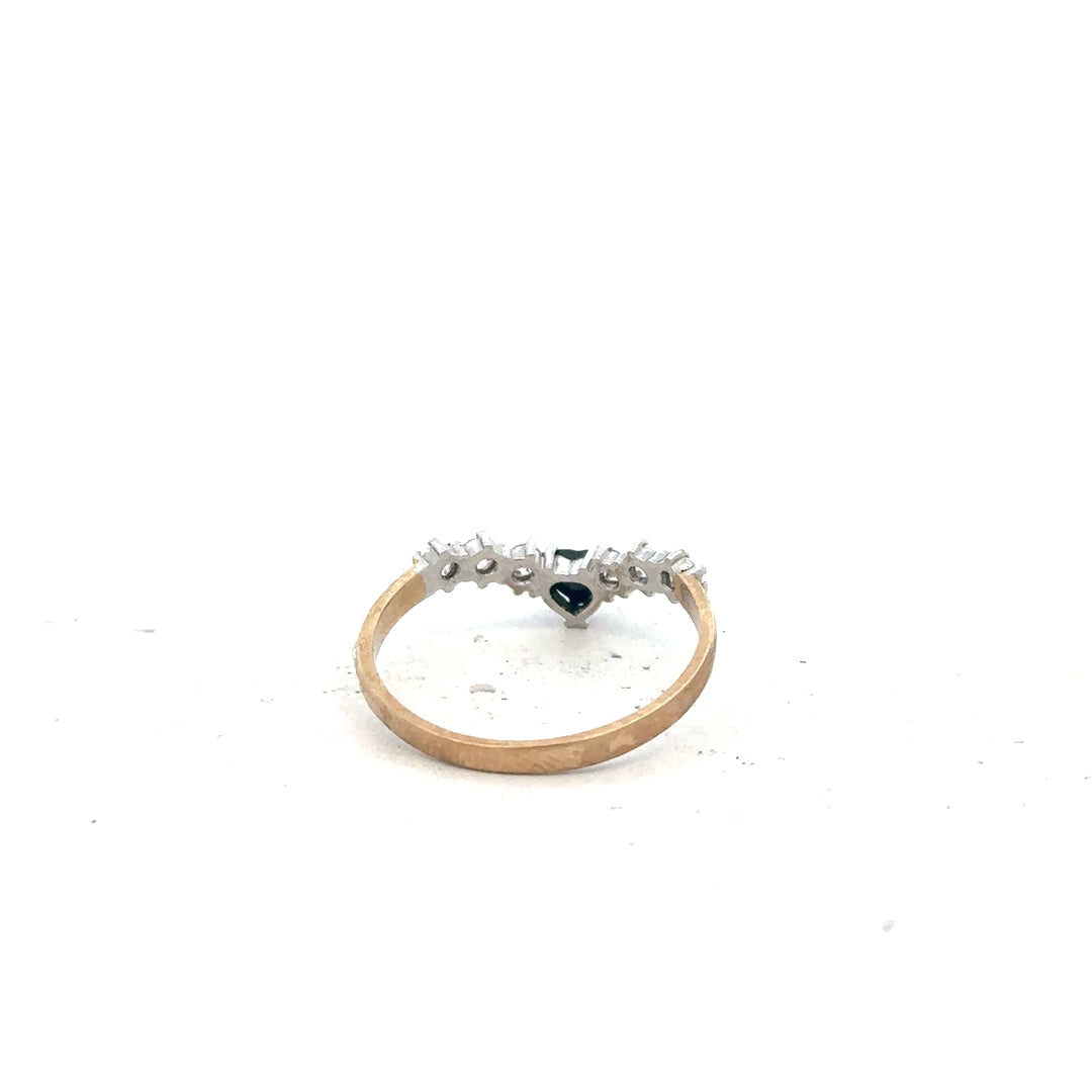 9ct yellow gold ring in size O with a smooth band, unbranded, shown on a plain background.