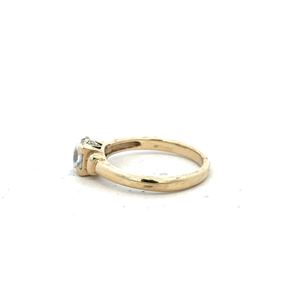 9ct yellow gold ring in size O with a simple band, unbranded jewelry, displayed on a neutral background.