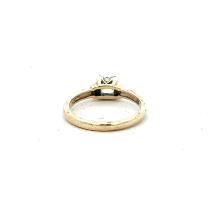 9ct yellow gold ring in size O, featuring a smooth band design, unbranded jewelry piece with a polished finish.