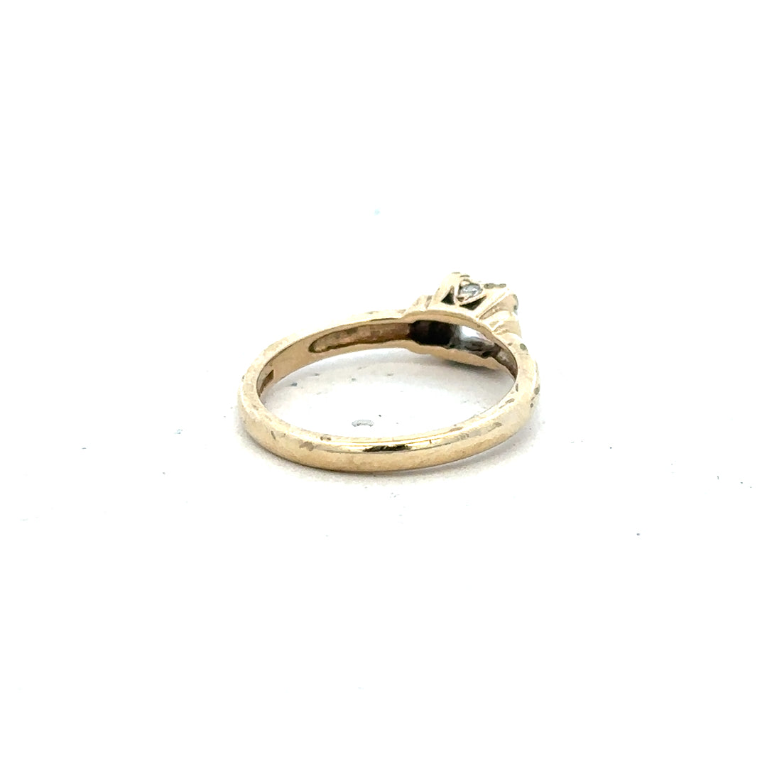 9ct yellow gold ring in size O, unbranded, with smooth polished finish, shown from a front view.