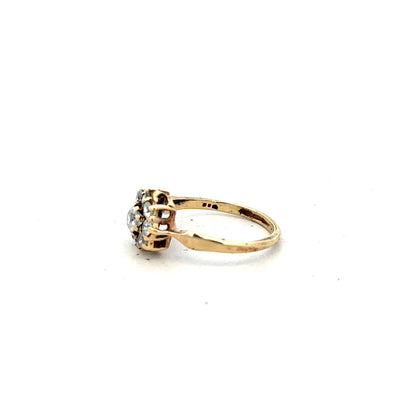 9ct yellow gold ring in size O with a smooth polished finish, unbranded jewelry piece.