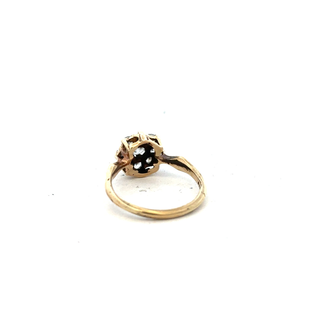9ct yellow gold ring in size O, unbranded, with a smooth polished finish, shown on a plain background.