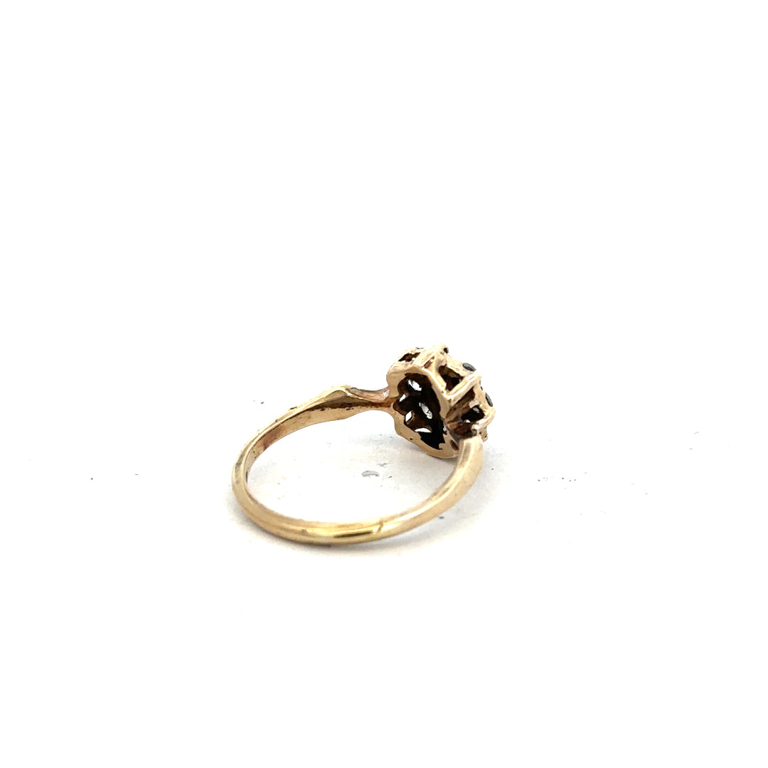 9ct yellow gold ring in size O with a simple band design, unbranded jewelry, displayed on a neutral background.