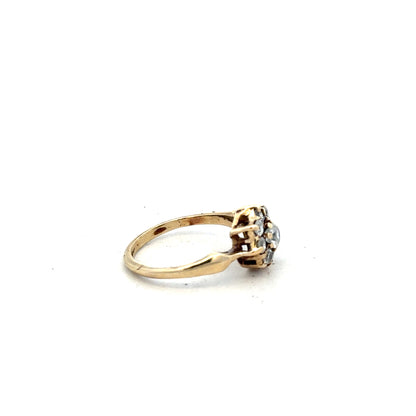 9ct yellow gold ring size O with a smooth band, unbranded jewelry, shown on a plain background with detailed close-up.