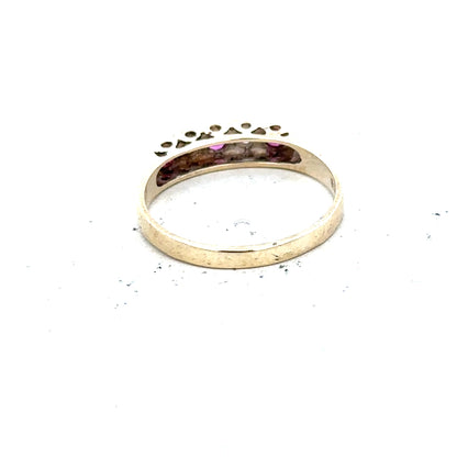 9ct yellow gold ring in size O with a smooth band, unbranded, showcasing a polished, classic jewelry design.