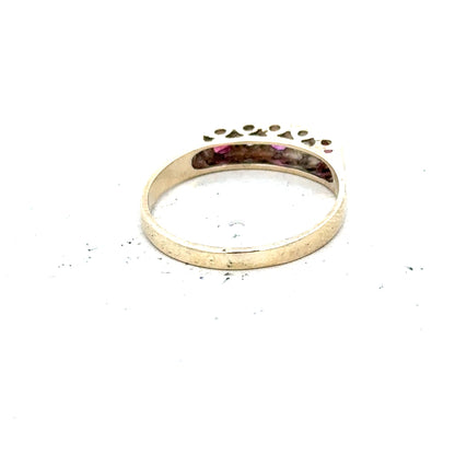 9ct yellow gold ring in size O, unbranded, featuring a smooth, polished finish and classic design.