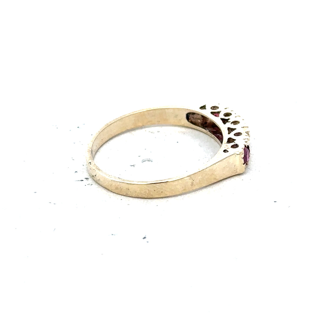9ct yellow gold ring in size O with a polished finish, showcasing a simple elegant band design.