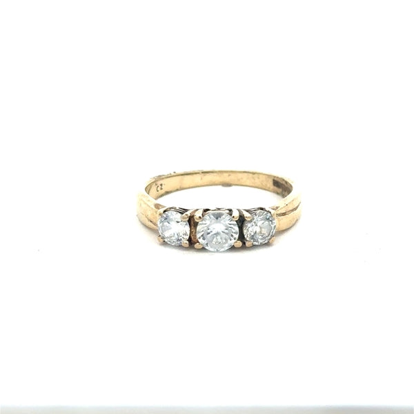 9ct yellow gold ring size O1/2 with a smooth polished finish, unbranded jewelry displayed on a white background.