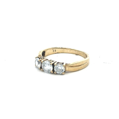 9ct yellow gold ring in size O1/2, unbranded, featuring a smooth polished finish, shown on a neutral background.