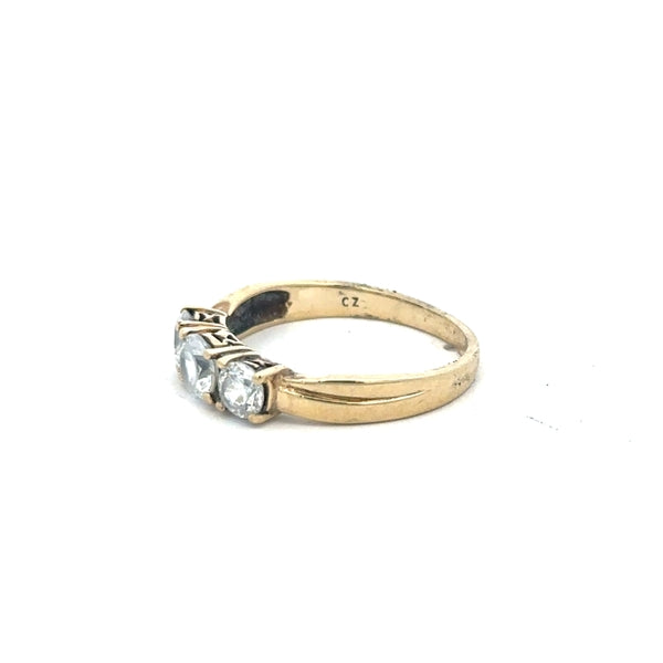 9ct yellow gold ring in size O1/2 with a smooth band, unbranded, shown on a plain background.