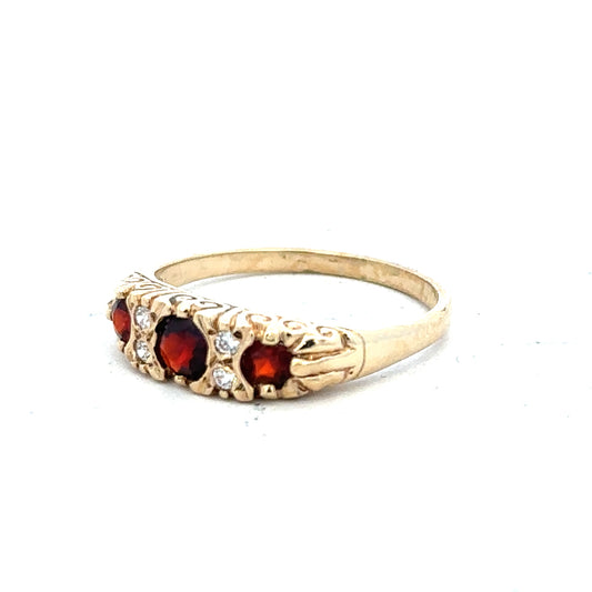 9ct yellow gold ring in size O1/2, with a smooth polished band, unbranded, shown in a close-up view.
