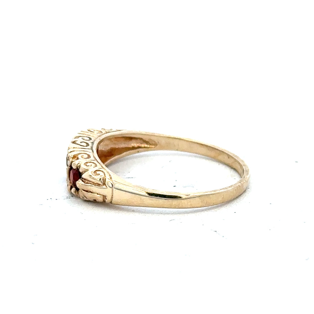 9ct yellow gold ring in size O1/2, unbranded, with a smooth polished finish, shown in a close-up image.