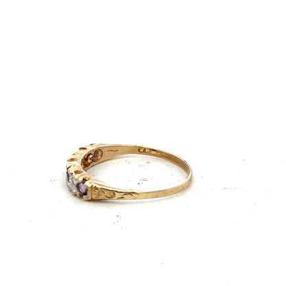 9ct yellow gold ring in size P with a smooth band, unbranded jewelry piece, shown on a plain background.