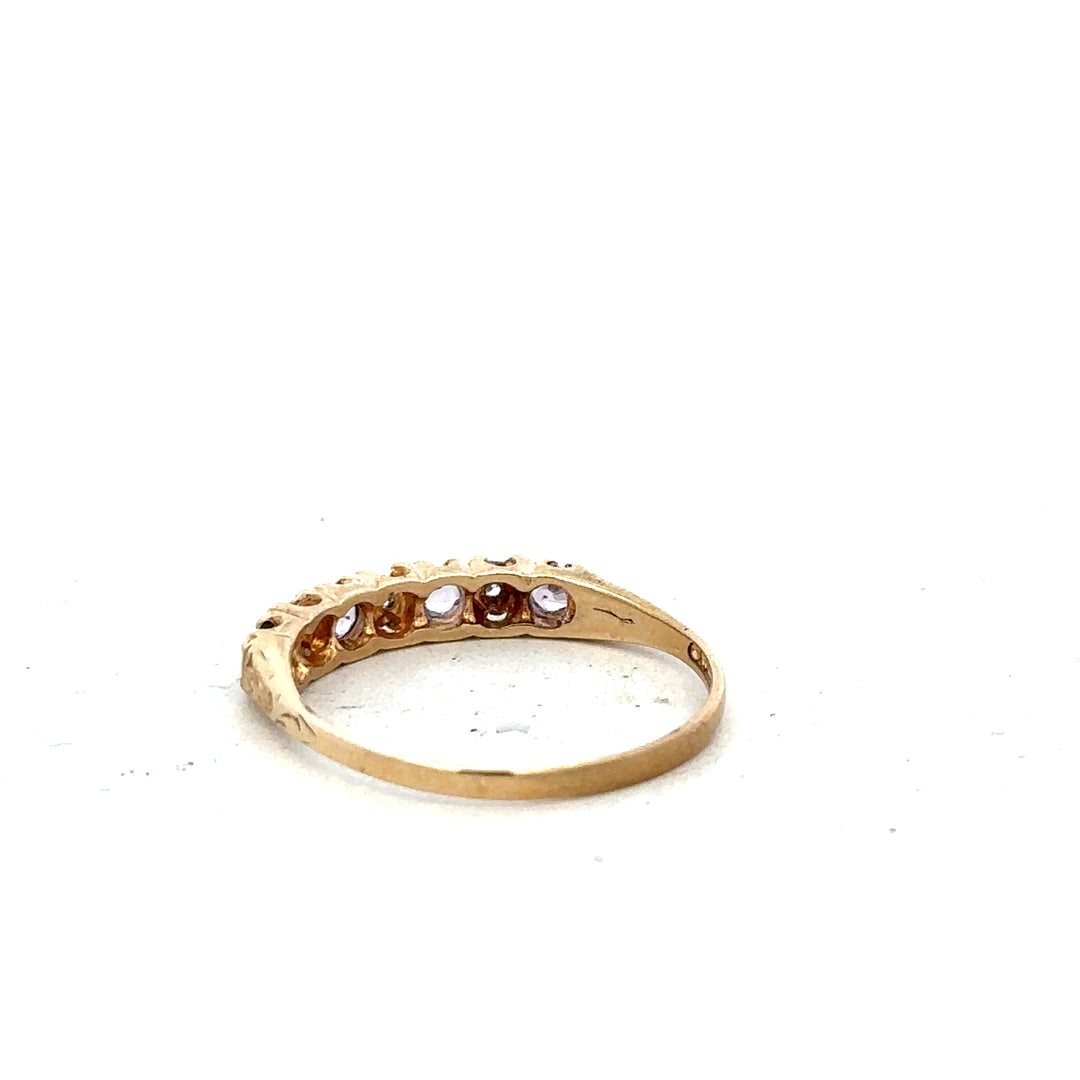 9ct yellow gold ring in size P with a simple band design, unbranded, shown against a neutral background.