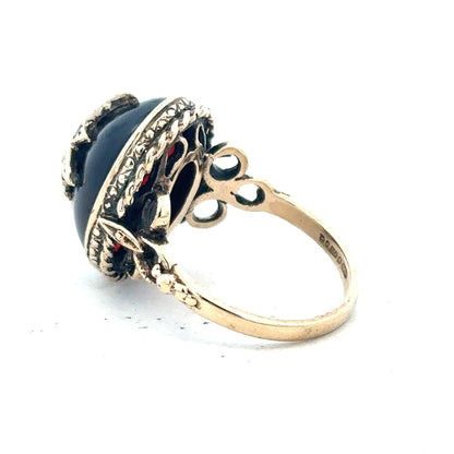 9ct yellow gold ring in size P with a smooth band, unbranded, showcasing a classic and elegant jewelry design.