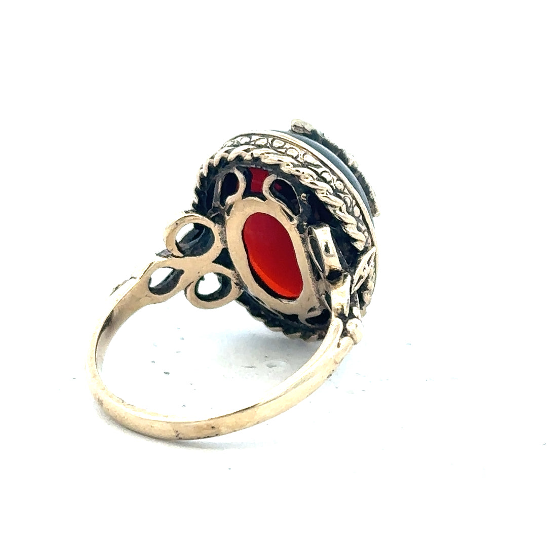 9ct yellow gold ring in size P with a simple, elegant band, unbranded jewelry, showcasing a close-up view of the ring.
