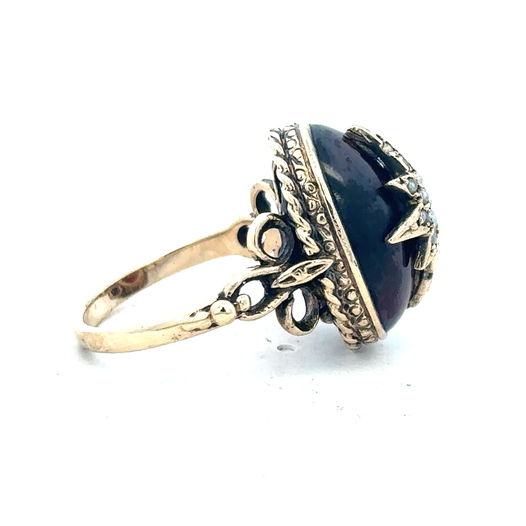 9ct yellow gold ring in size P, unbranded, with a smooth polished finish and classic band design.
