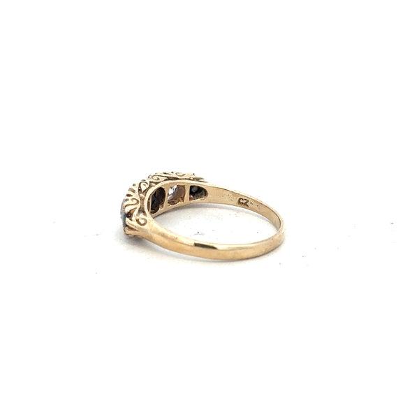 9ct yellow gold ring size P with smooth band, unbranded jewelry piece, shiny finish, close-up view of the ring.