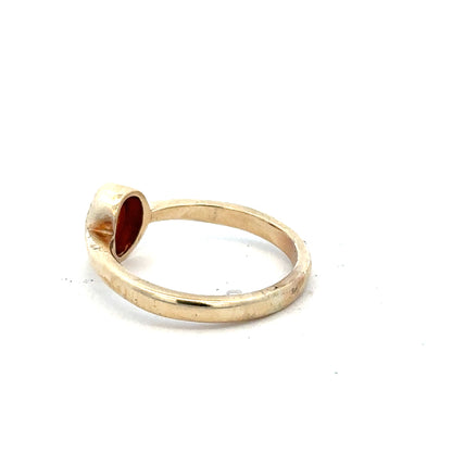 9ct yellow gold ring in size P with a smooth band, unbranded, displayed on a neutral background.
