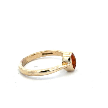 Yellow gold ring in size P with a simple band, unbranded 9ct gold jewelry, shown against a neutral background.