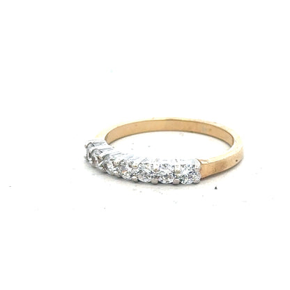 9ct yellow gold ring in size P with a smooth band, unbranded, showcasing a polished finish and classic design.