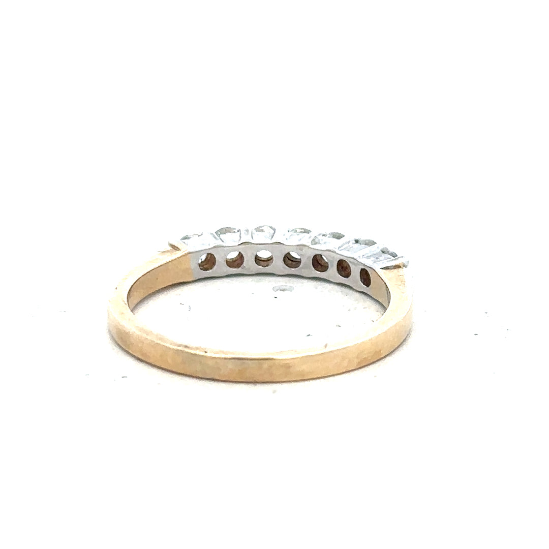 9ct yellow gold ring size P with smooth band, unbranded jewelry piece, showcasing a polished finish and classic design.
