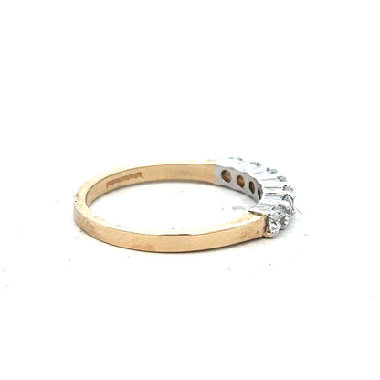 9ct yellow gold ring size P with a smooth polished finish, unbranded jewelry, shown in a close-up view.