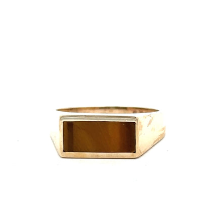 9ct yellow gold ring size P1/2 with a smooth, polished finish, featuring a simple band design.