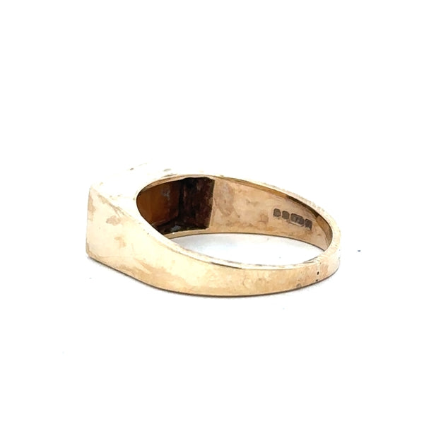 9ct yellow gold ring size P1/2 with a smooth polished finish, unbranded jewelry showcasing elegant craftsmanship.