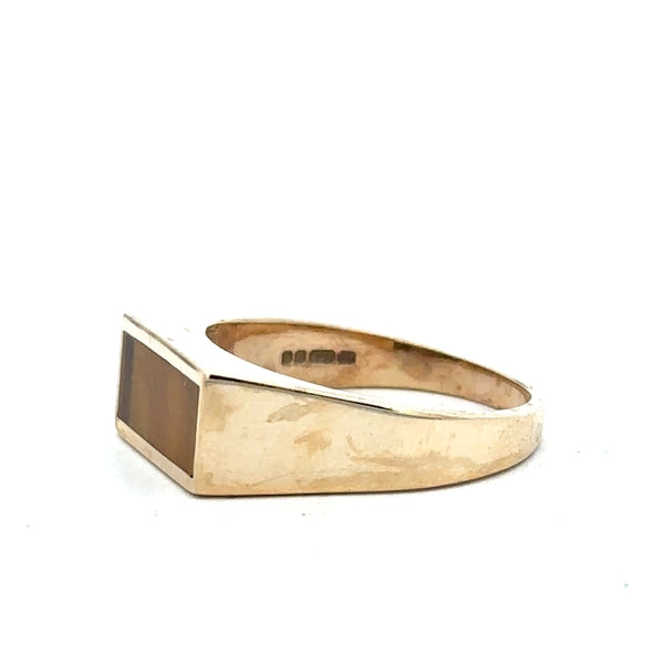 9ct yellow gold ring size P1/2, unbranded, featuring a smooth polished band, shown on a plain background.