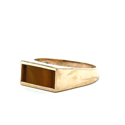 9ct yellow gold ring size P1/2 with a smooth polished band, showcasing its elegant and classic jewelry design.