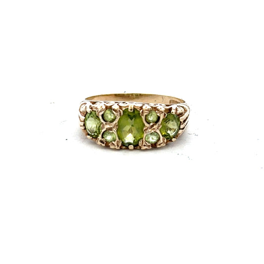 9ct yellow gold ring in size P1/2 with a smooth band, unbranded, shown on a plain background.