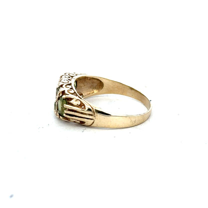 9ct yellow gold ring size P1/2 with a smooth band, unbranded jewelry, showcasing a close-up view of the elegant design.