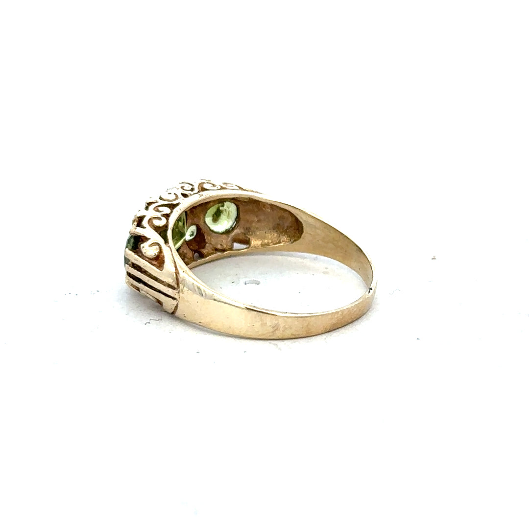 9ct yellow gold ring size P1/2 with a smooth band, unbranded jewelry piece displayed on a plain background.