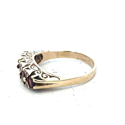 9ct yellow gold ring in size Q with a smooth band, unbranded, showcasing a classic jewelry style.