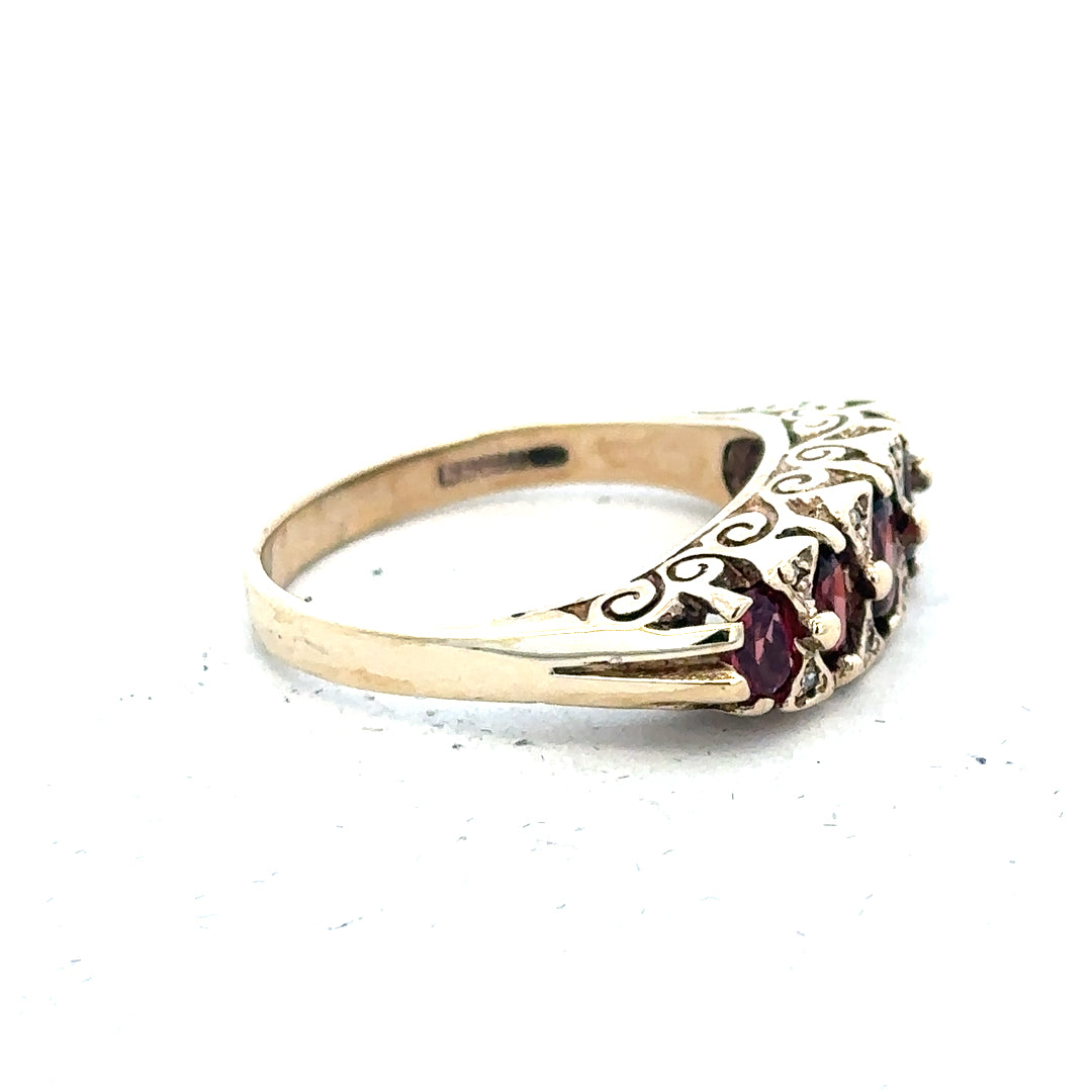 9ct yellow gold ring size Q with a smooth band, unbranded jewelry piece, showcasing a polished gold finish.