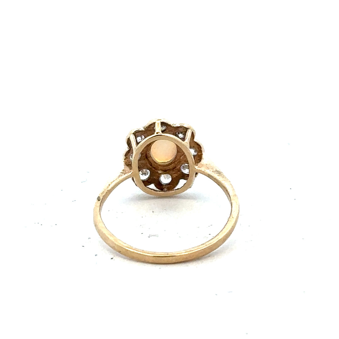 9ct yellow gold ring in size Q with a smooth band, unbranded jewelry, shown on a plain background.