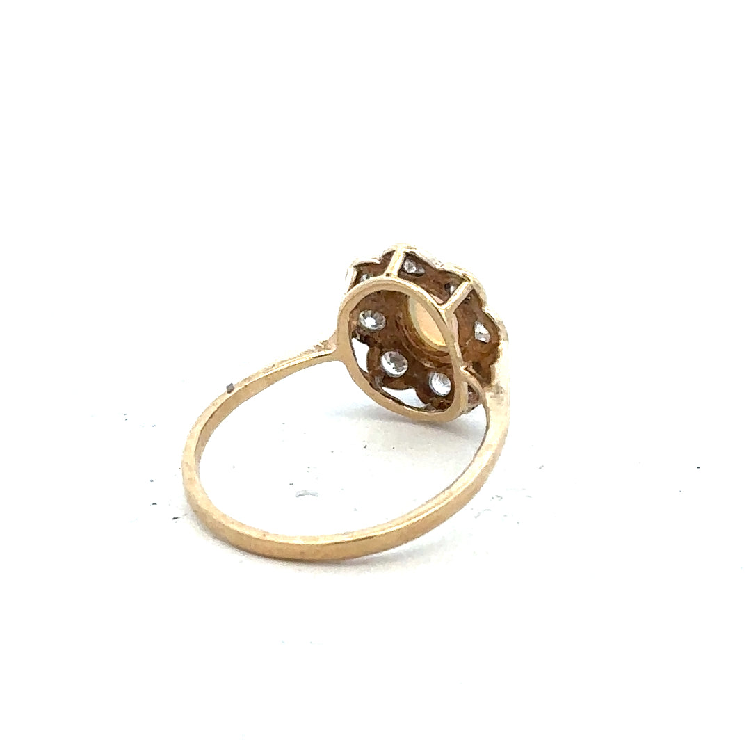 9ct yellow gold ring in size Q with a simple band design, unbranded, shown in a close-up image.