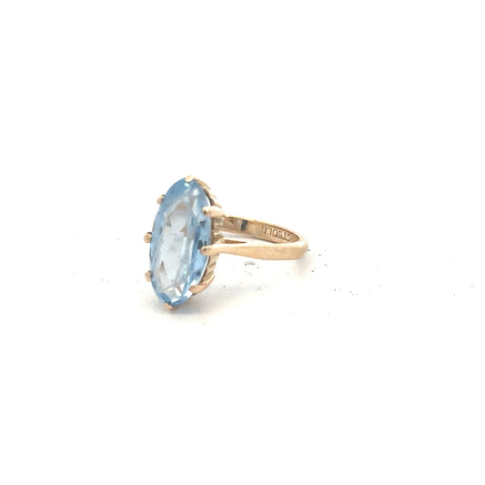 9ct yellow gold ring in size Q with a smooth band, unbranded jewelry showcasing classic gold craftsmanship.
