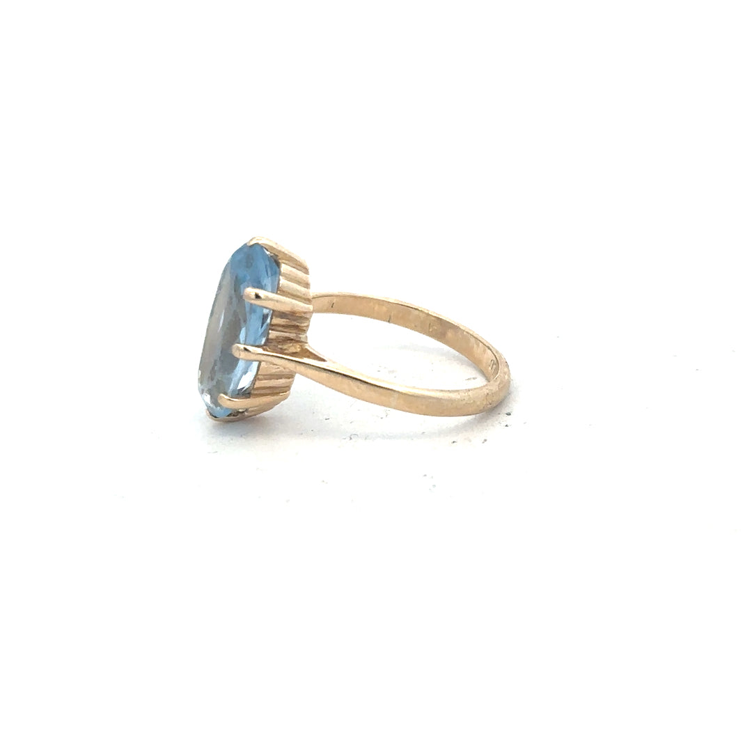 9ct yellow gold ring in size Q with a simple band design, unbranded, showcasing a polished finish and smooth surface.