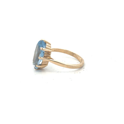 9ct yellow gold ring in size Q with a simple band design, unbranded, showcasing a polished finish and smooth surface.