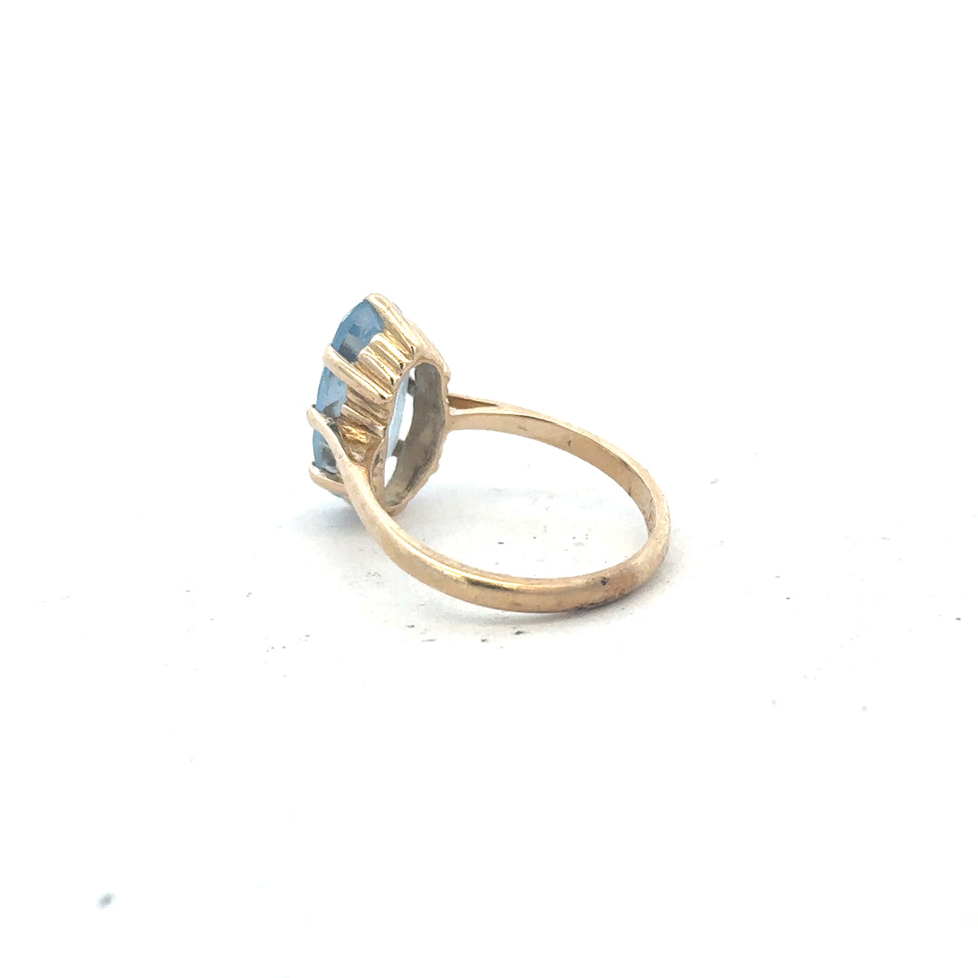 9ct yellow gold ring in size Q, unbranded, featuring a smooth band design, shown on a plain background.