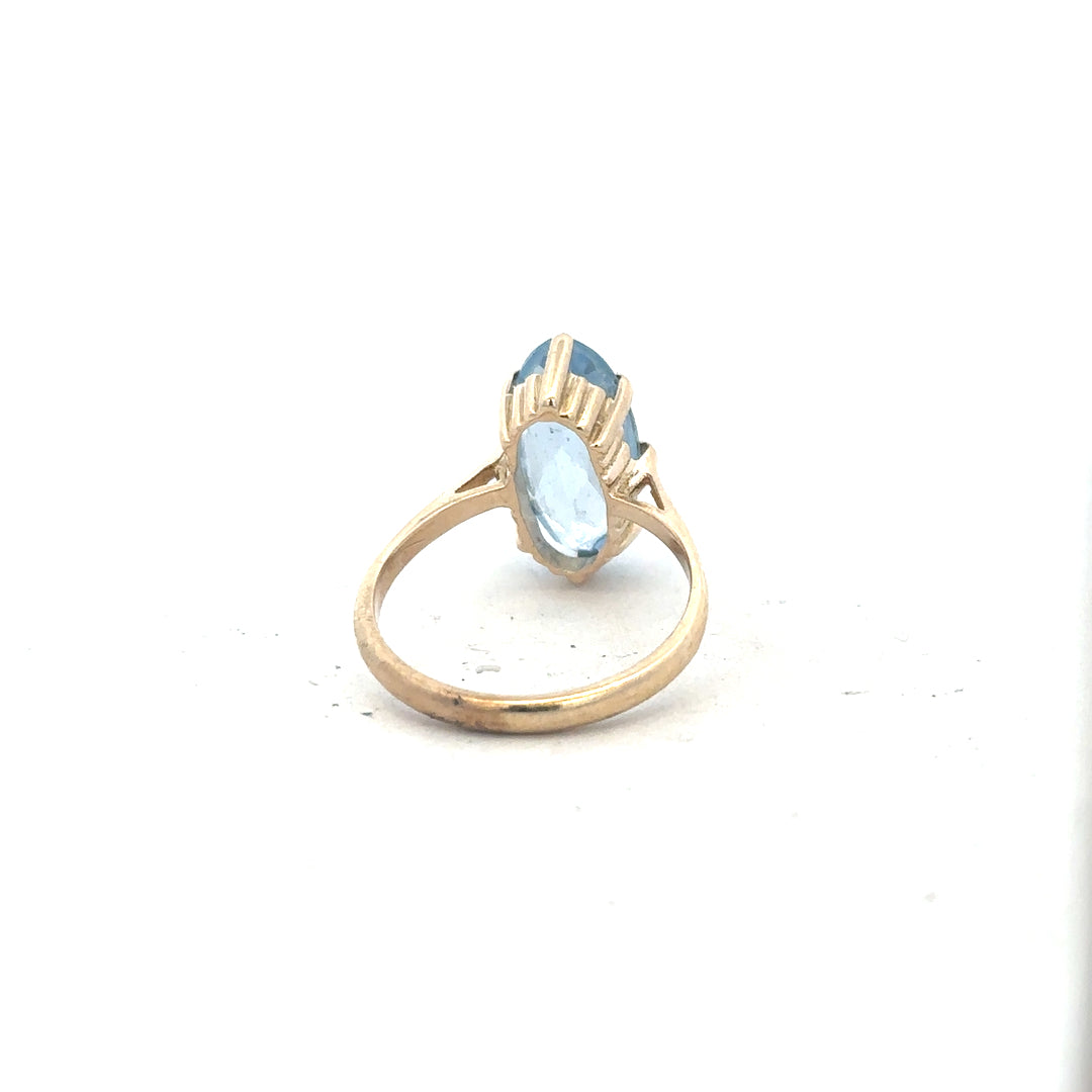 9ct yellow gold ring in size Q with a smooth polished finish, unbranded jewelry piece.