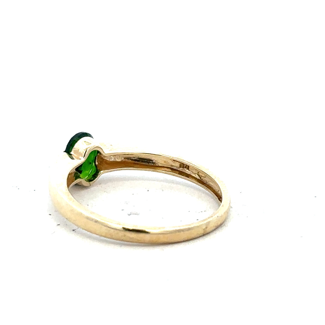 9ct yellow gold ring in size R with a simple band design, unbranded, shown on a plain background.